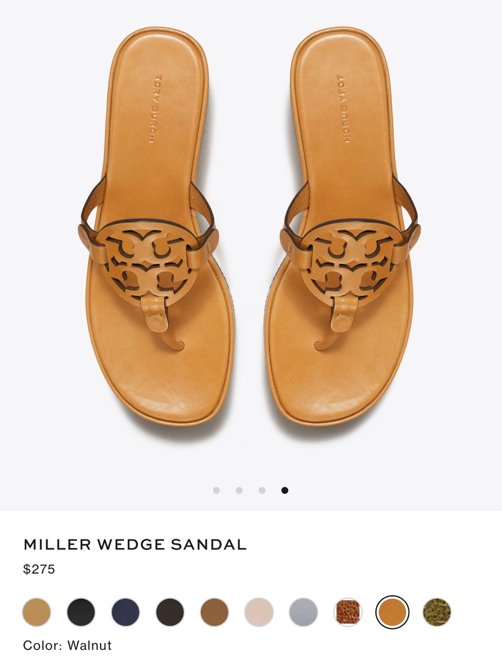 Tory Burch Miller Wedge Sandal in Walnut Leather sz 6.5